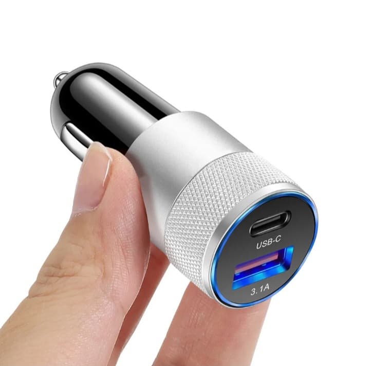 Cargador Auto 3.1 A Rápido Salida Usb y C