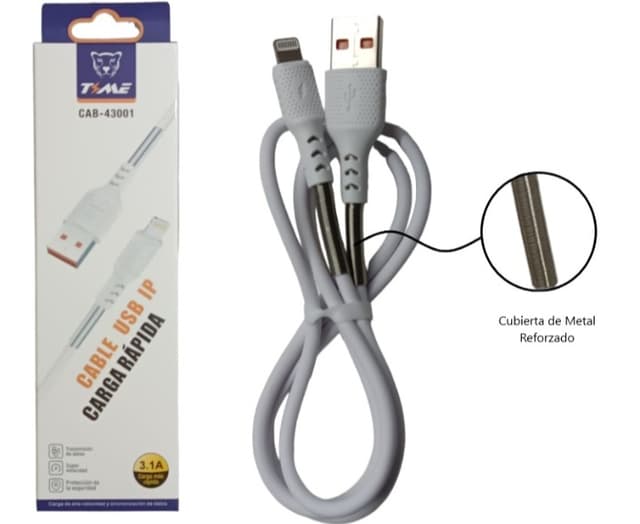 Cable iPhone Usb a C Puntas metálicas 