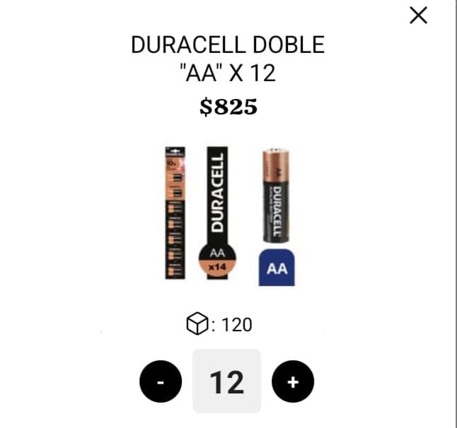 Pila Duracell doble A Tira x12