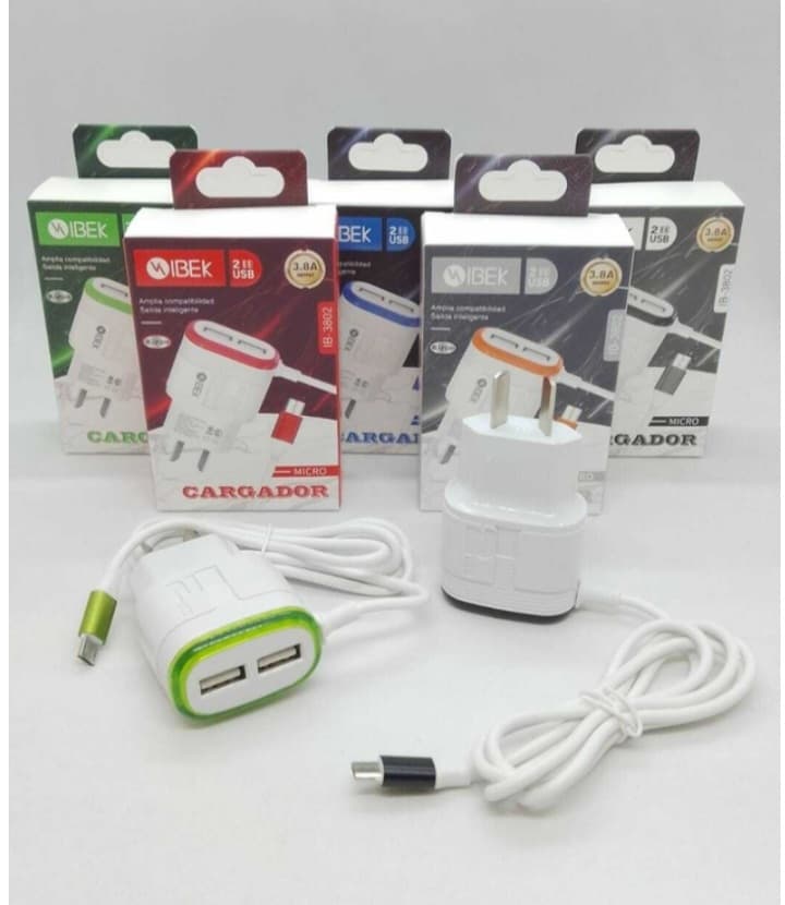 Cargador IBEK tipo C 3.8 A 2 usb