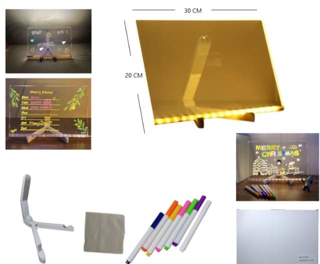 Pizarra led 20x30  Marcadores 7 colores 