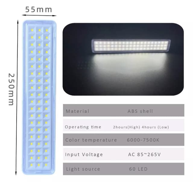 Luz emergencia 60 led recargable 
