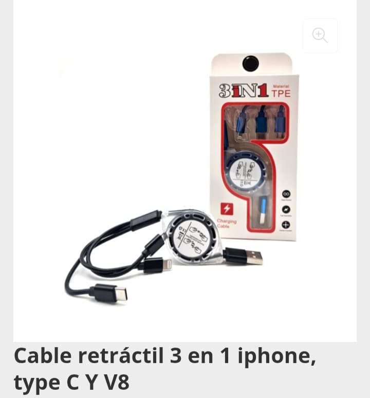 Cable 3 en 1 Tipo C - V8 - iPhone 