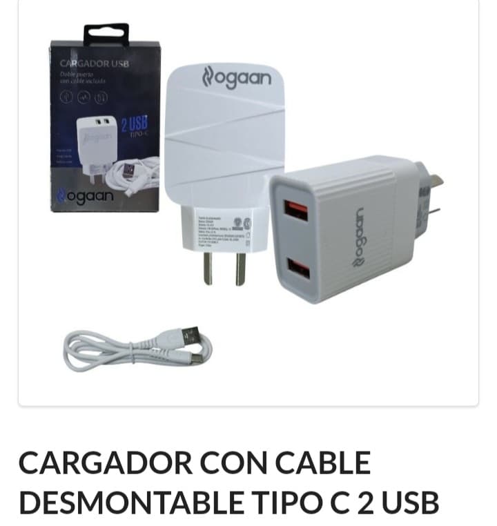 Cargador Agaan Tipo C/ 2 usb 