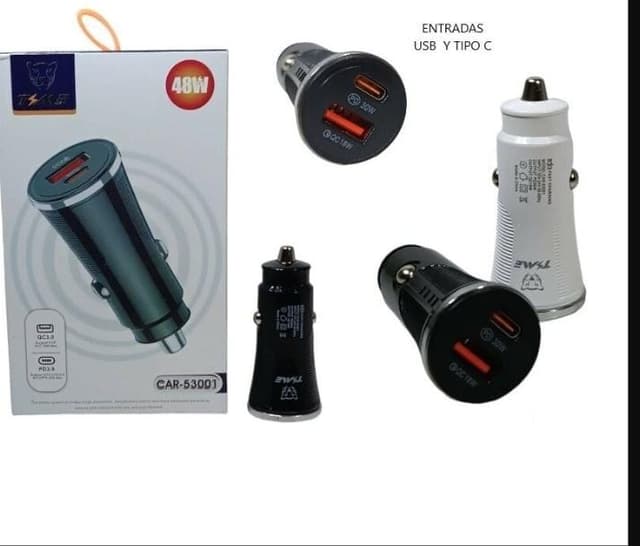 Cargador de Auto 48w salida C y USB