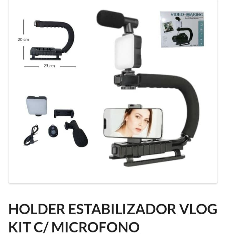 Soporte Estabilizador Vlog kit c/ micrófono 
