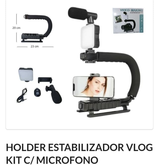Soporte Estabilizador Vlog kit c/ micrófono 