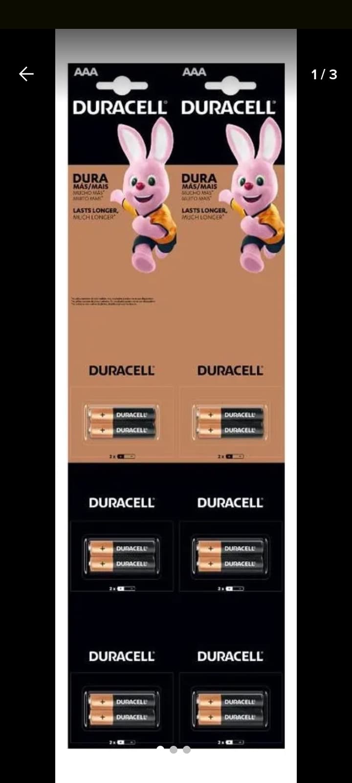 Pila Duracell Triple A Tira x12