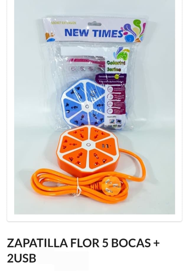 Zapatilla  5 bocas - 2 USB 