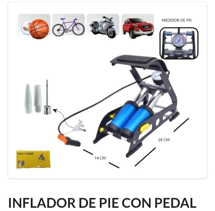 Inflador de Pie con pedal doble Cilindro 