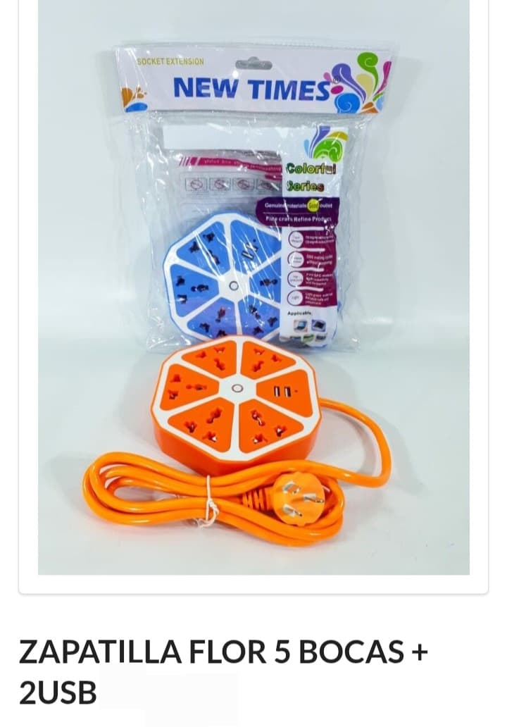 Zapatilla 5 bocas - 2 USB